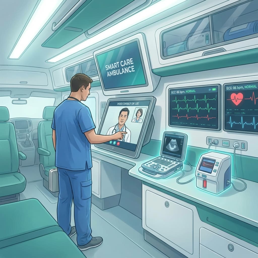 Technician connecting with doctor